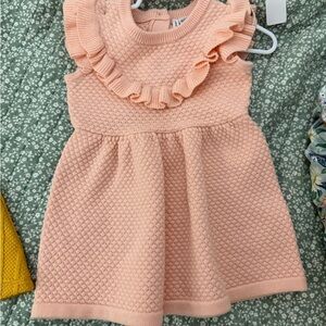 Janie and Jack Peach Textured Ruffle Dress